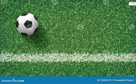 Soccer Football Ball In Soccer Field Pattern And Texture Background Stock Vector Illustration