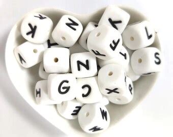 Silicone Letter Beads A Z Beads Alphabet Silicone Beads Etsy