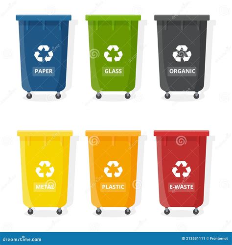 Set Of Color Recycle Bin Icons Isolated On White Background Blue