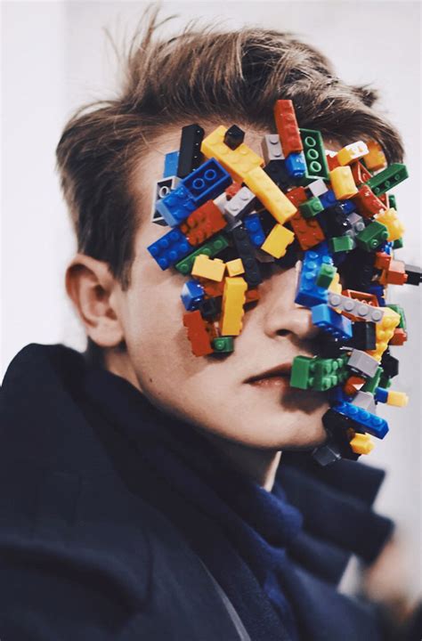 handmade LEGO masks by isamaya ffrench for agi & sam AW15