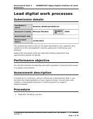 Assessment Task 2 Docx Assessment Task 2 Processes BSBMGT407 Apply