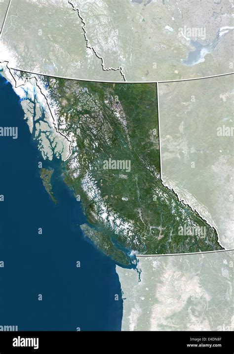 Province Of British Columbia Canada True Colour Satellite Image Stock