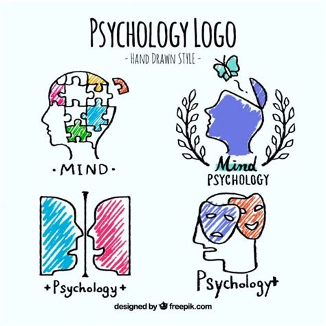 Set Of Psychology Logos In Hand Drawn Style How To Draw Hands