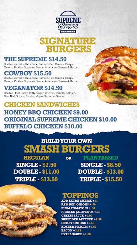 Menu - Supreme Burger co