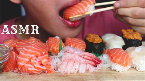 Asmr Eating Sounds Salmon Sashimi Sushi Soft Chewy Eating Sound