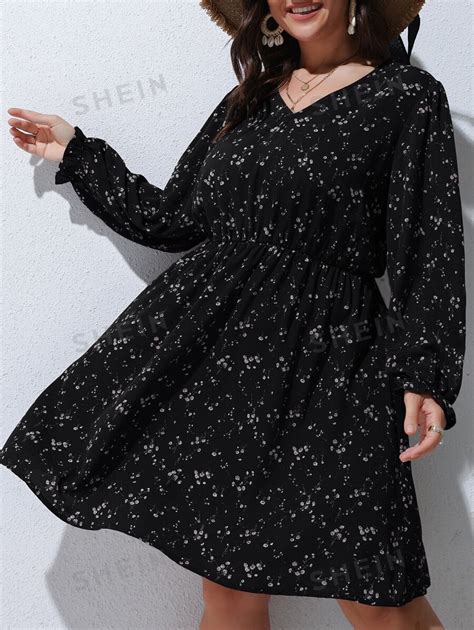 Shein Clasi Plus Ditsy Floral Print A Line Dress For Sale Australia