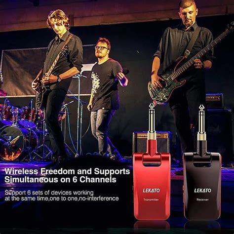 LEKATO WS-60 2.4G Wireless Guitar System Black & Red Kit | Reverb