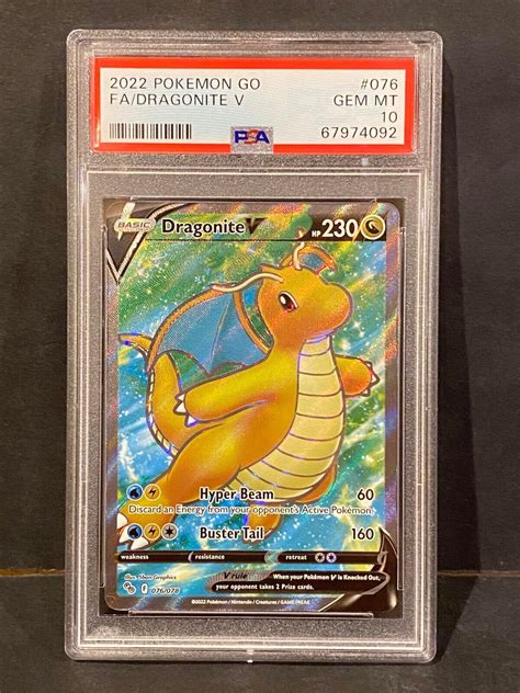 Pok Mon Pokemon Go Full Art Dragonite V Ultra Rare Psa Gem