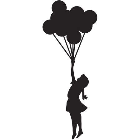 Carried Away Wall Decal Girl Holding Balloons Sillouette Art