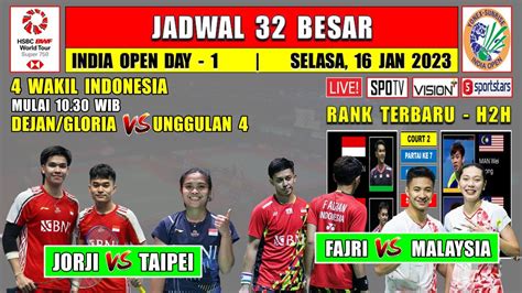 Jadwal India Open 2024 Hari Ini Day 1 R32 JORJI Vs TAIPE FAJRI Vs