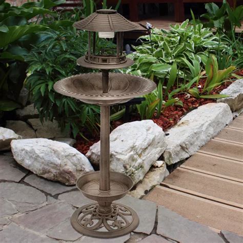 Bain D Oiseaux Solaire Fontaine Pour D Oiseau Mangeoire Bronze Jardin