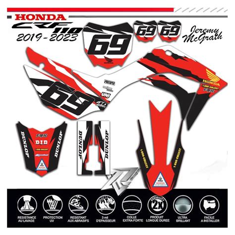 kit déco honda crf 110 perso JEREMY MCRGATH par Decografix QUALITE