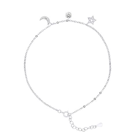 Bracelet de cheville ÉTOILE LUNE ET CERCLE Oxydes de zirconium