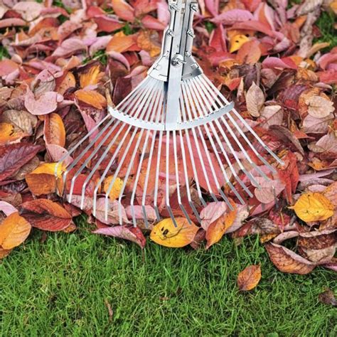 Stainless Steel Adjustable Garden Leaf Rake Heavy Duty Multi Purpose