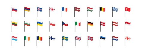 Iconos de banderas europeas Los países de Europa establecen signos