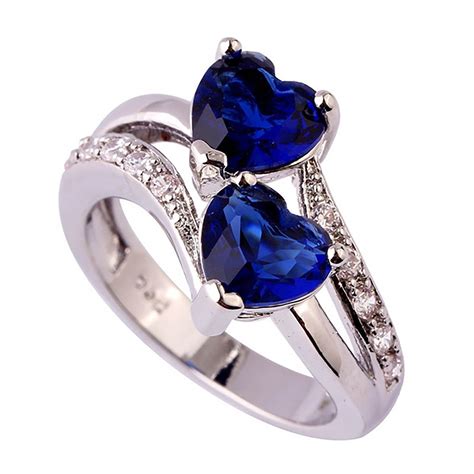 Yatlte 2 Heart Birthstone Rings With 2 Heart Simulated Birthstones