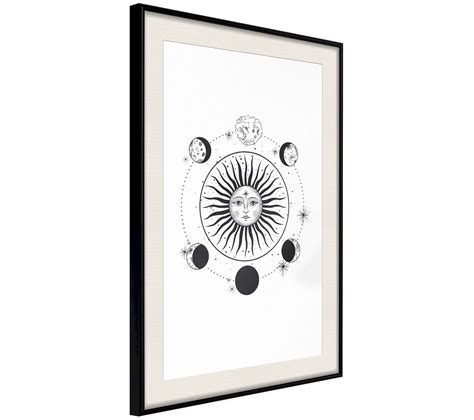 Tableau Cadre Soleil Et Lune X Cm Noir Et Blanc Cadre Noir