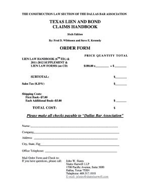 Fillable Online Texas Lien And Bond Claims Handbook Fax Email Print