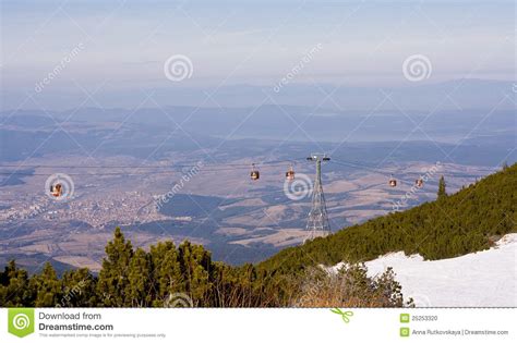 Cable Car Ski Lift Over Mountain Landscape Stock Photo - Image of ...