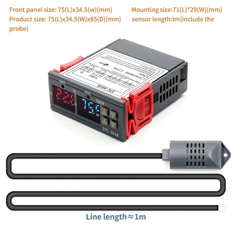 STC 3028 DC12V Dual Display Dual Temperature Adjustable Temperature