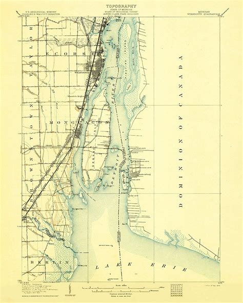 1906 Topo Map of Wyandotte Michigan Detroit River - Etsy