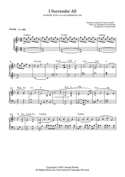 I Surrender All Solo Piano Arr Joseph Nimoh By Winfield Scott