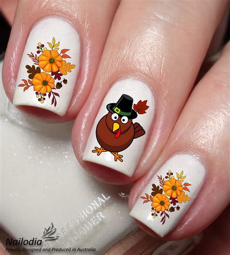 Thanksgiving Turkey Nail Art Decal Sticker - Nailodia