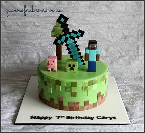 Awesome Minecraft Birthday Cake Topped With Steve Creeper A Pig And