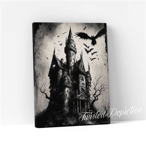 DRACULA'S CASTLE Gothic Landscape Art Horror Art Creepy - Etsy