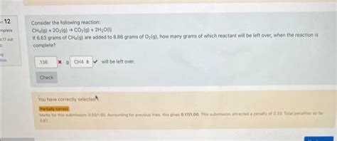 Solved Consider The Following Reaction Ch4 G 2o2 G →co2