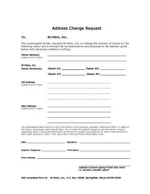 Fillable Online Address Change Request Final Form Doc Fax Email Print