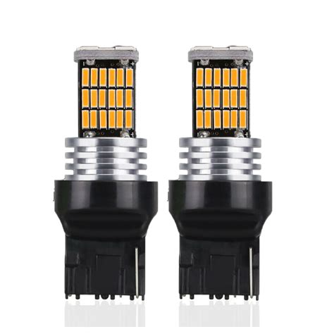 2Pcs W21W T20 Led Amber 7440 Turn Signal Light Wy21W Bulb Taillight