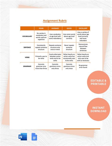 Rubric Templates In Word Creative Project Rubric Word Document