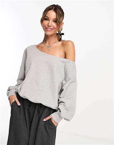 Asos Design Asymmetric Oversized Sweatshirt In Gray Heather Asos