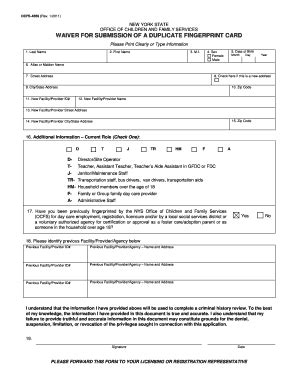 Ocfs Fingerprint Waiver Fill And Sign Printable Template Online