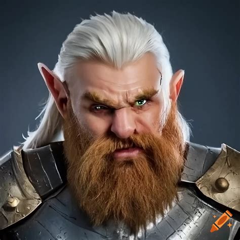 Angry Dwarf Platinum Blonde Hair Blonde Beard Warrior Plate Armor