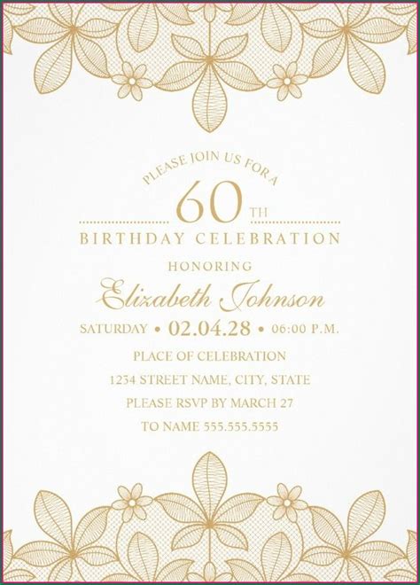 60th Birthday Invitation Templates Invitations Resume Examples