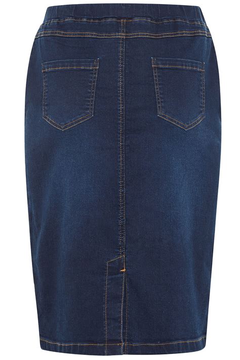 Dark Blue Stretch Jenny Denim Skirt Yours Clothing