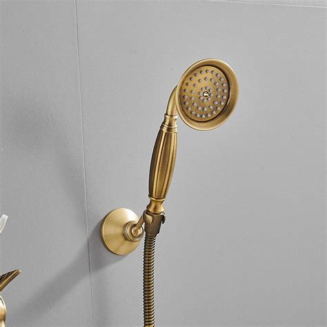 Wall Mounted Gold Swan Bathtub Faucet Hot Cold Bath And Shower Mixer Decoratormall