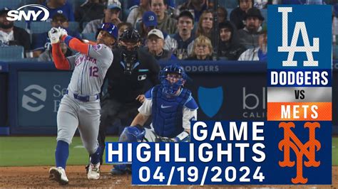 Mets vs Dodgers (4/19/2024) | NY Mets Highlights | SNY - YouTube