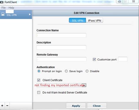 Solved Client Certificate For Sslvpn Fortinet Community