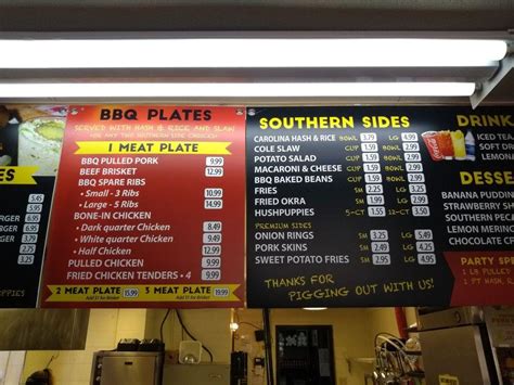 Menu At Maurices Bbq Piggie Park Columbia 252 Oneil Ct