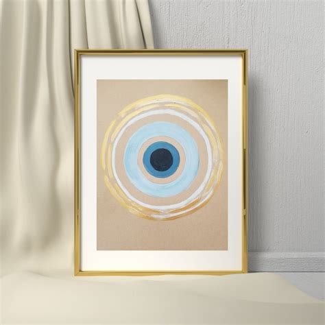 abstract acrylic painting   circular evil eye protection  blue