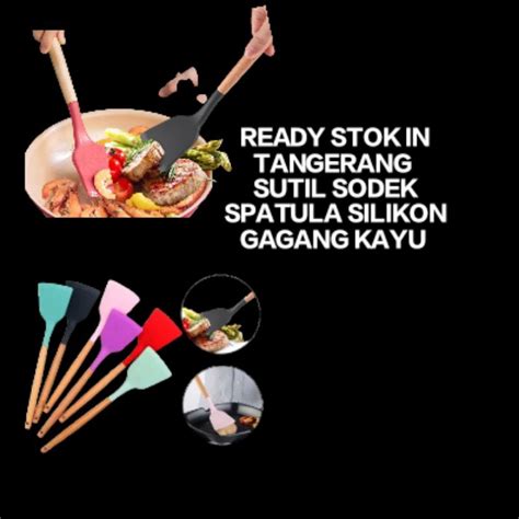 Jual REJEKI 9393 NEW SUTIL SODEK SPATULA SILIkON GAGANG KAYU