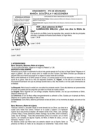 Maria Discipula Y Misionera De Jesus Pdf