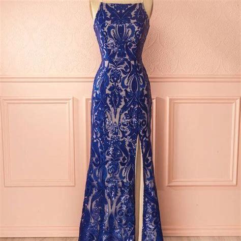 Mermaid Square Neck Royal Blue Lace Prom Dress M9253 On Luulla