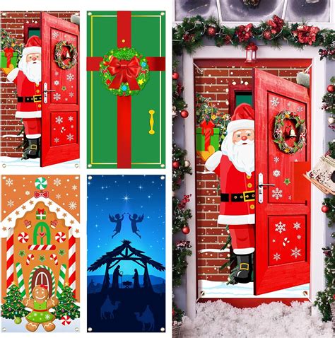 Pcs Christmas Door Cover Decoration Christmas Door Decorations Santa