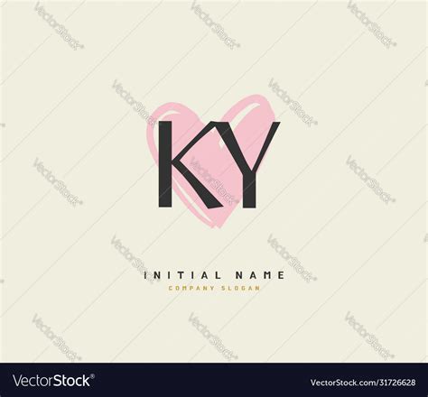 K Y Ky Beauty Initial Logo Handwriting Logo Vector Image