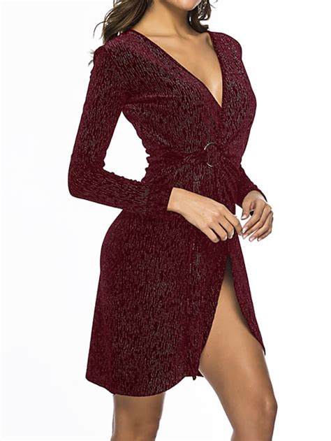 Mini robe Femme robe soirée manche longue Automne Soirée mode Sexy