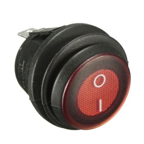 Red Waterproof On Off Round Rocker Switch Spst Led Illuminated V Dc